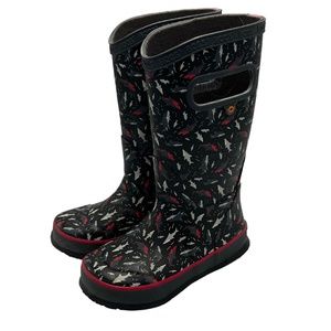 BOGS Shark Rainboots Kids Toddler Size 11 Waterproof Black/Gray/Red
